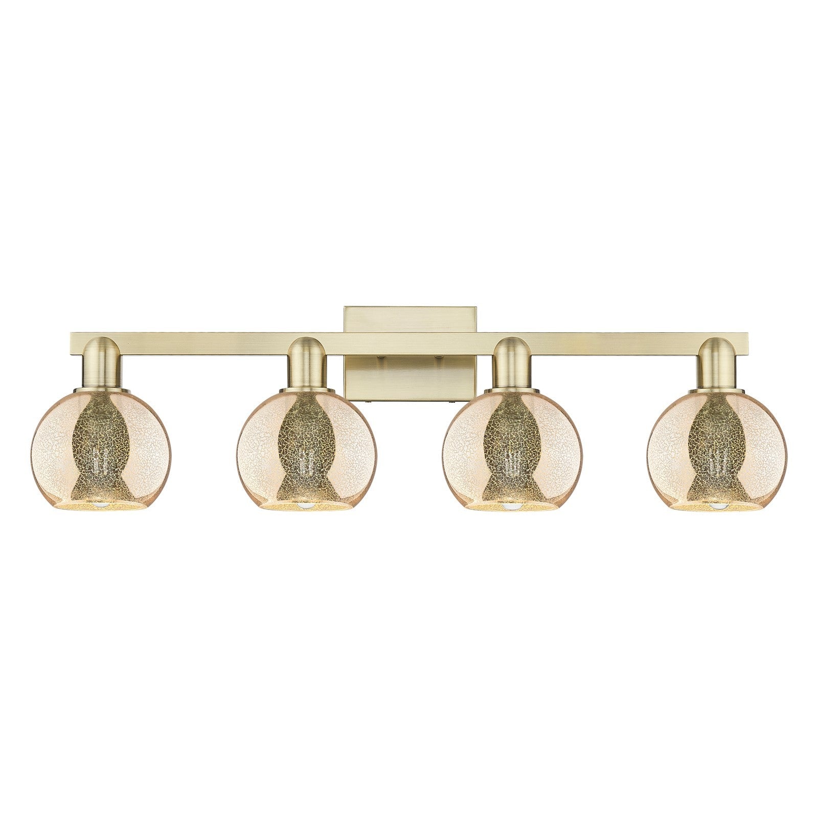 Innovations Athens 33in 4-Light Bath Vanity Light | Industrial Antique Brass and Mercury Glass | Bathroom Vanity | Model 716-4W-AB-G128-6