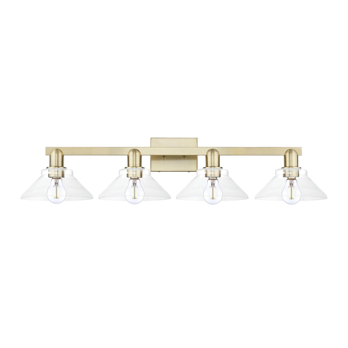 Innovations Orwell 35in 4-Light Bath Vanity Light | Industrial Antique Brass and Clear Glass | Bathroom Vanity | 35.38 x 8.75 in | Model 716-4W-AB-G132