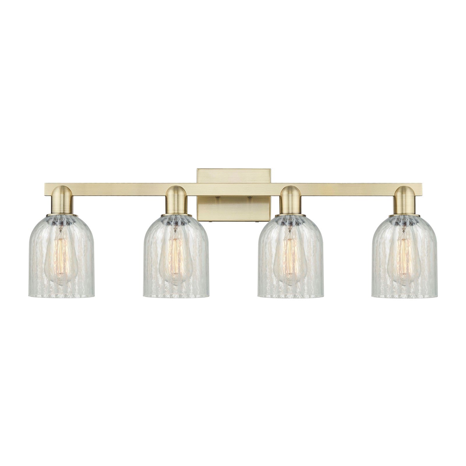 Innovations Caledonia 32in 4-Light Bath Vanity Light | Industrial Antique Brass Steel and Mouchette Glass | Bathroom Vanity & | Model 716-4W-AB-G2511