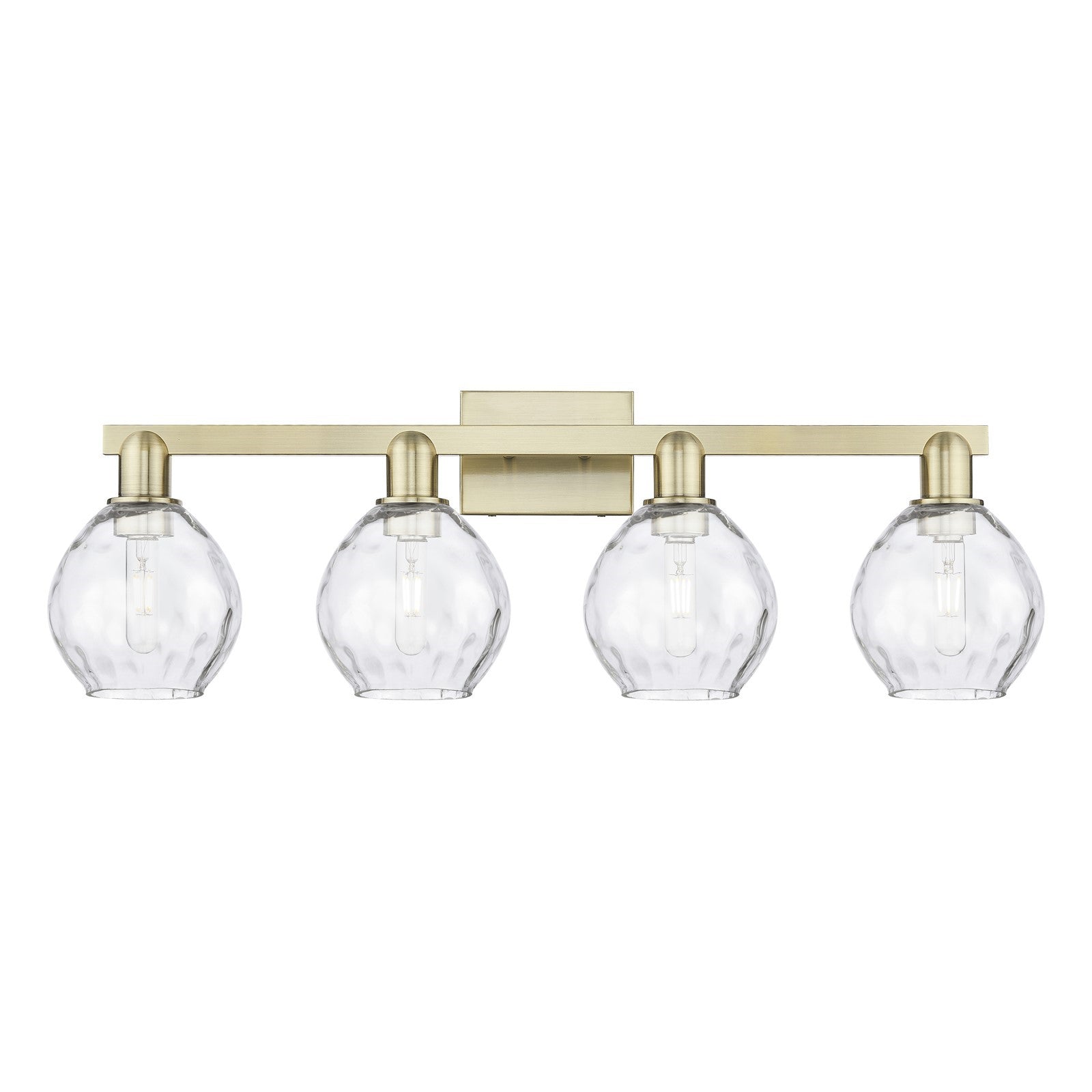 Innovations Waverly 33in 4-Light Bath Vanity Light | Industrial Antique Brass and Clear Glass | Bathroom Vanity | Model 716-4W-AB-G362
