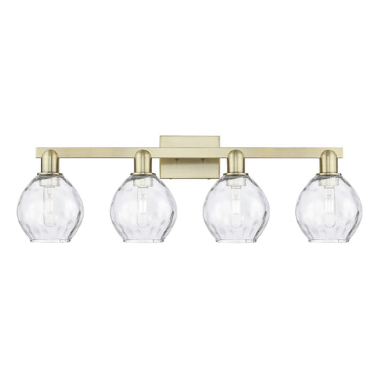 Innovations Waverly 33in 4-Light Bath Vanity Light | Industrial Antique Brass and Clear Glass | Bathroom Vanity | Model 716-4W-AB-G362