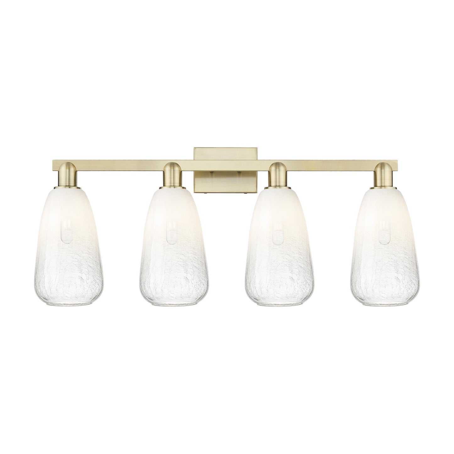 Innovations Brookhaven Almond 33in 4-Light Bath Vanity Light | Industrial Antique Brass Steel and Opal Glass | Bathroom Vanity | Model 716-4W-AB-G480-6OP