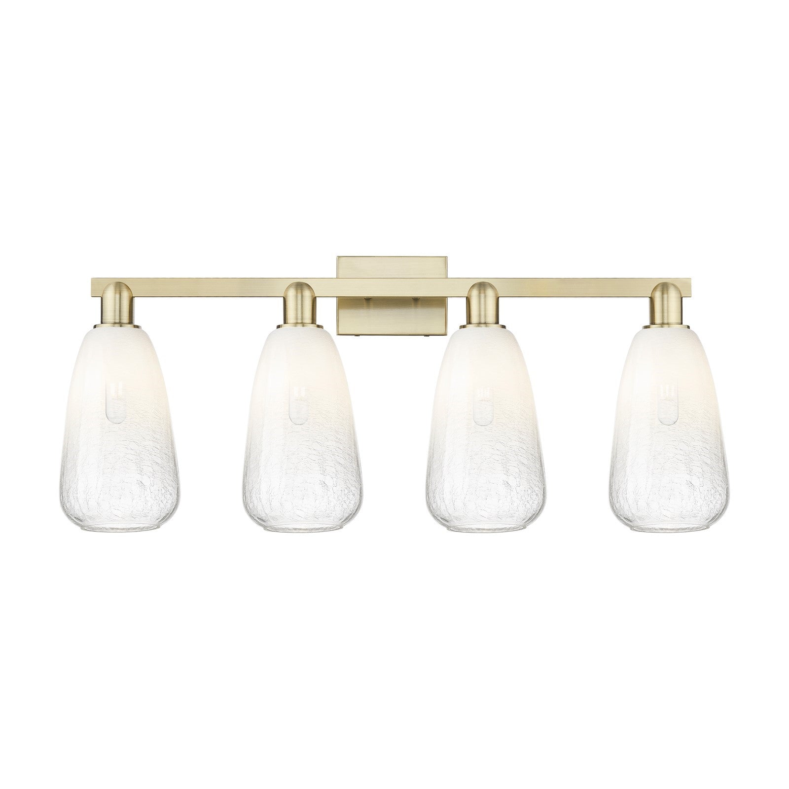 Innovations Brookhaven Almond 33in 4-Light Bath Vanity Light | Industrial Antique Brass Steel and Opal Glass | Bathroom Vanity | Model 716-4W-AB-G480-6OP