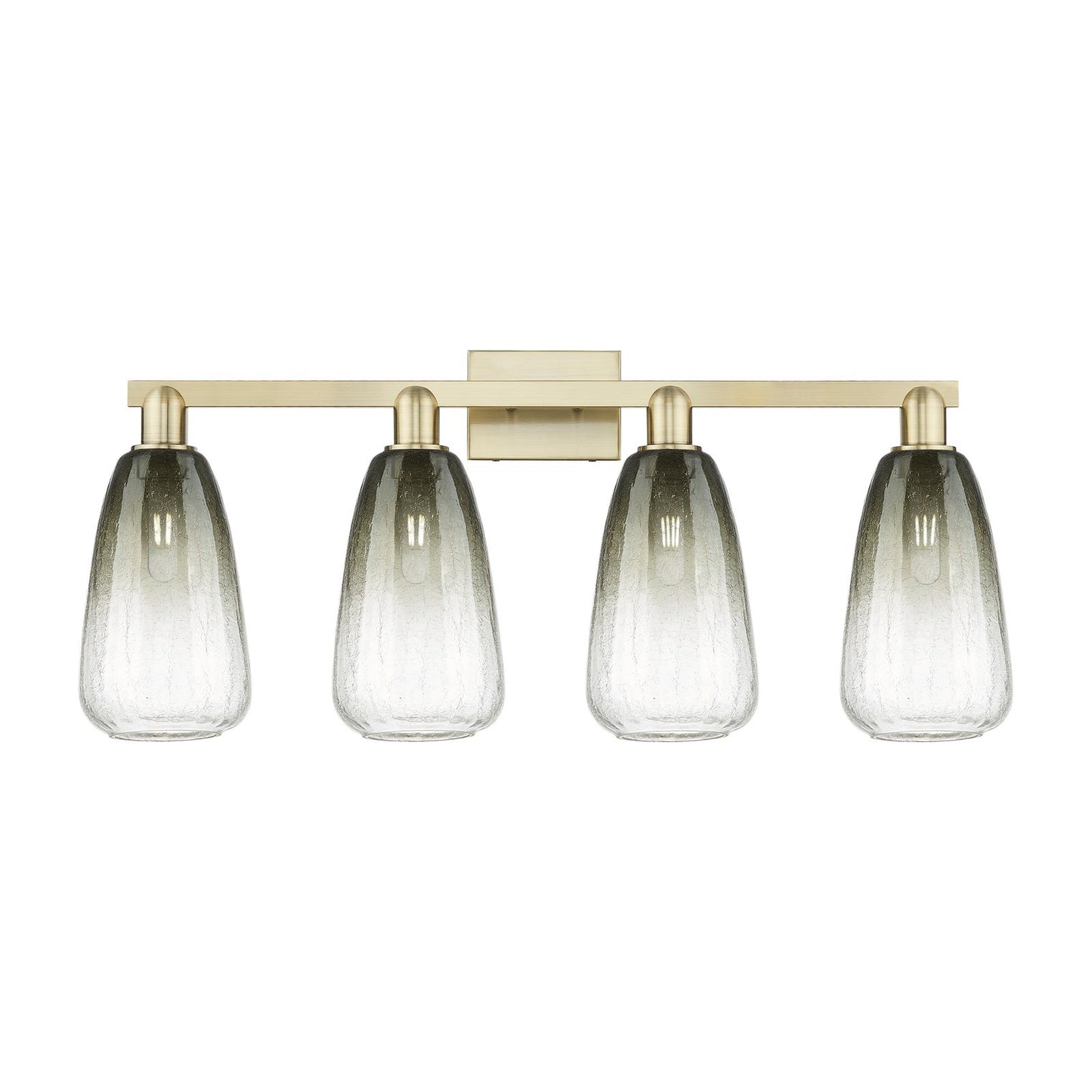 Innovations Brookhaven Almond 33in 4-Light Bath Vanity Light | Industrial Antique Brass Steel and Slate Glass | Bathroom Vanity | Model 716-4W-AB-G480-6SL