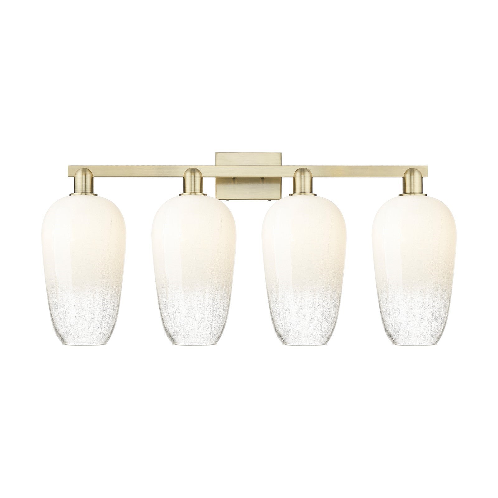 Innovations Brookhaven Flute 34in 4-Light Bath Vanity Light | Industrial Antique Brass Steel and Opal Glass | Bathroom Vanity | Model 716-4W-AB-G484-7OP