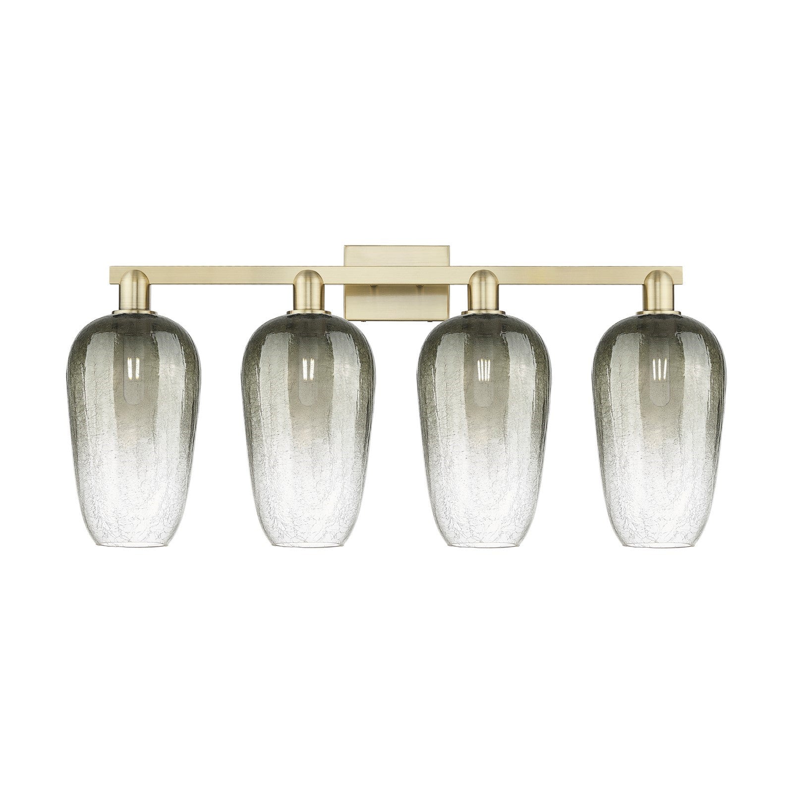 Innovations Brookhaven Flute 34in 4-Light Bath Vanity Light | Industrial Antique Brass Steel and Slate Glass | Bathroom Vanity | Model 716-4W-AB-G484-7SL