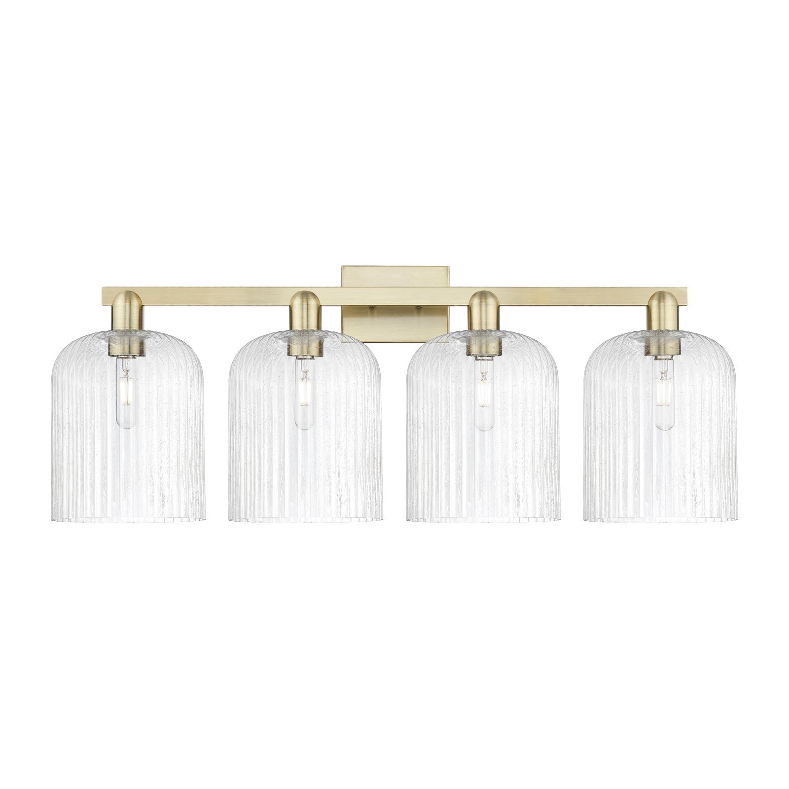 Innovations Bridal Veil 35in 4-Light Bath Vanity Light | Industrial Antique Brass and Seedy Glass | Bathroom Vanity | Model 716-4W-AB-G559-8SDY