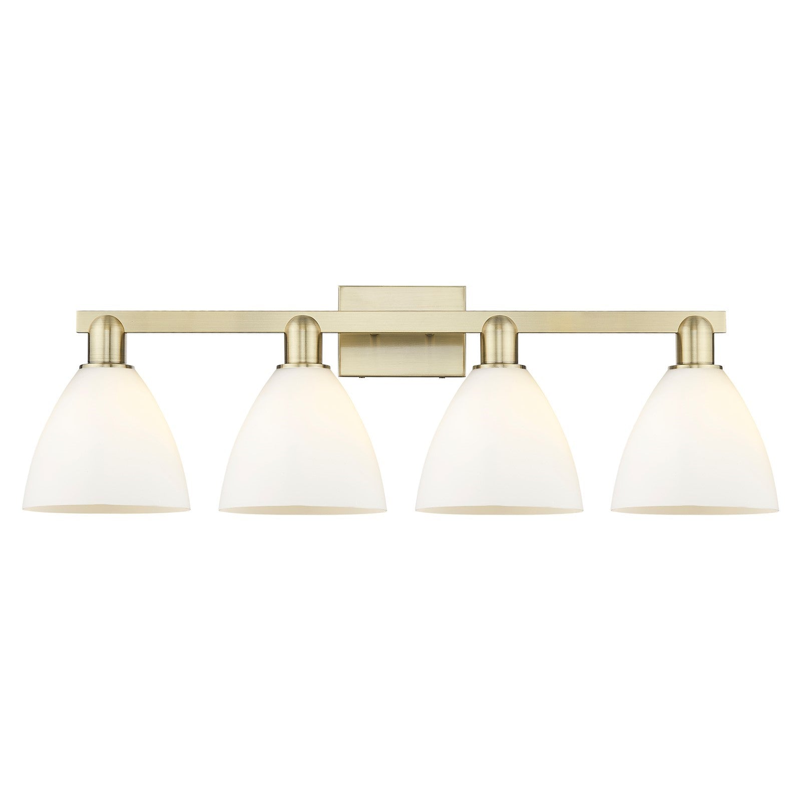 Innovations Bristol 35in 4-Light Bath Vanity Light | Industrial Antique Brass and Matte White Glass | Bathroom Vanity | Model 716-4W-AB-GBD-751