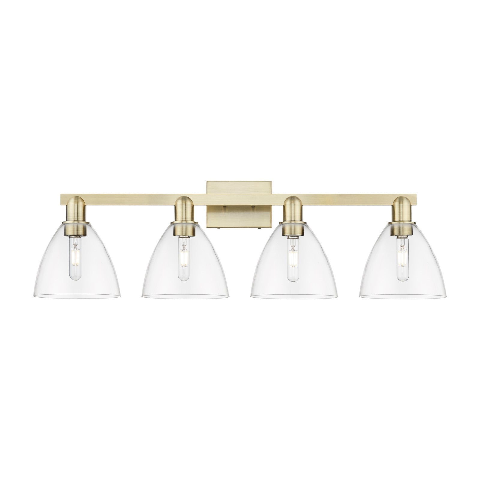 Innovations Bristol 35in 4-Light Bath Vanity Light | Industrial Antique Brass and Clear Glass | Bathroom Vanity | Model 716-4W-AB-GBD-752