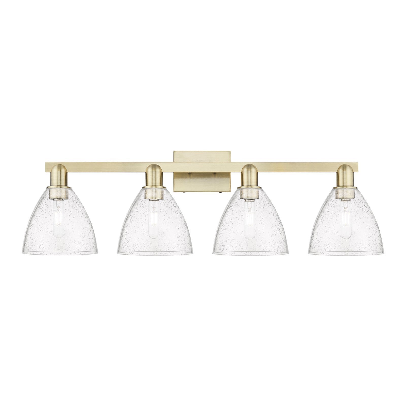 Innovations Bristol 35in 4-Light Bath Vanity Light | Industrial Antique Brass and Seedy Glass | Bathroom Vanity | 34.5 x 11.25 in | Model 716-4W-AB-GBD-754