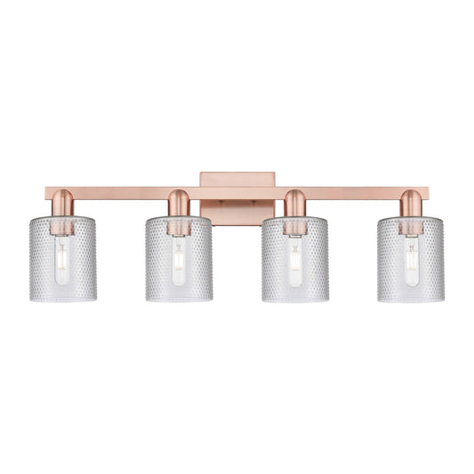 Innovations Cobbleskill 32in 4-Light Bath Vanity Light | Industrial Antique Copper Steel and Clear Glass | Bathroom Vanity | Model 716-4W-AC-G112