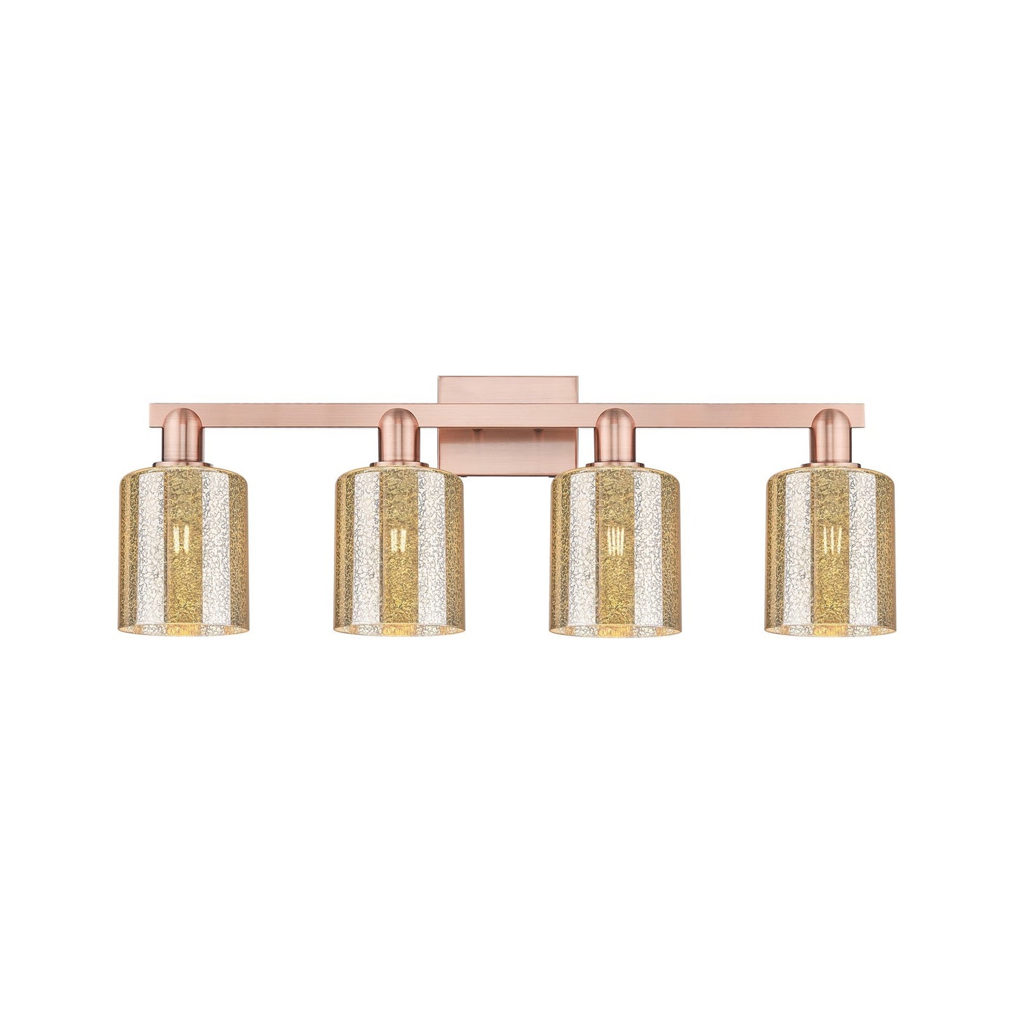 Innovations Cobbleskill 32in 4-Light Bath Vanity Light | Industrial Antique Copper Steel and Mercury Glass | Bathroom Vanity | Model 716-4W-AC-G116
