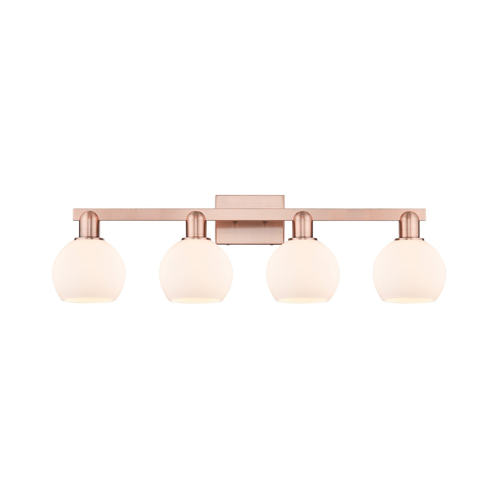 Innovations Athens 33in 4-Light Bath Vanity | Industrial Antique Copper and Matte White Glass | Bathroom Vanity | Model 716-4W-AC-G121-6