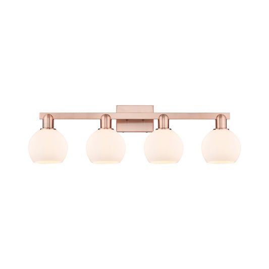Innovations Athens 33in 4-Light Bath Vanity | Industrial Antique Copper and Matte White Glass | Bathroom Vanity | Model 716-4W-AC-G121-6
