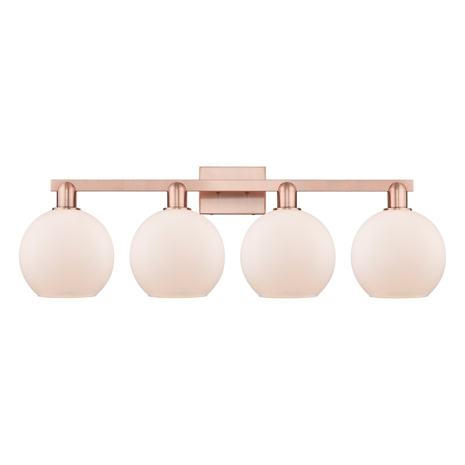 Innovations Athens 35in 4-Light Bath Vanity Light | Industrial Antique Copper Steel and Matte White Glass | Bathroom Vanity | Model 716-4W-AC-G121-8