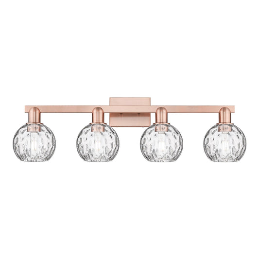 Innovations Athens Water Glass 33in 4-Light Bath Vanity | Industrial Antique Copper Steel and Clear Water Glass | Bathroom | Model 716-4W-AC-G1215-6