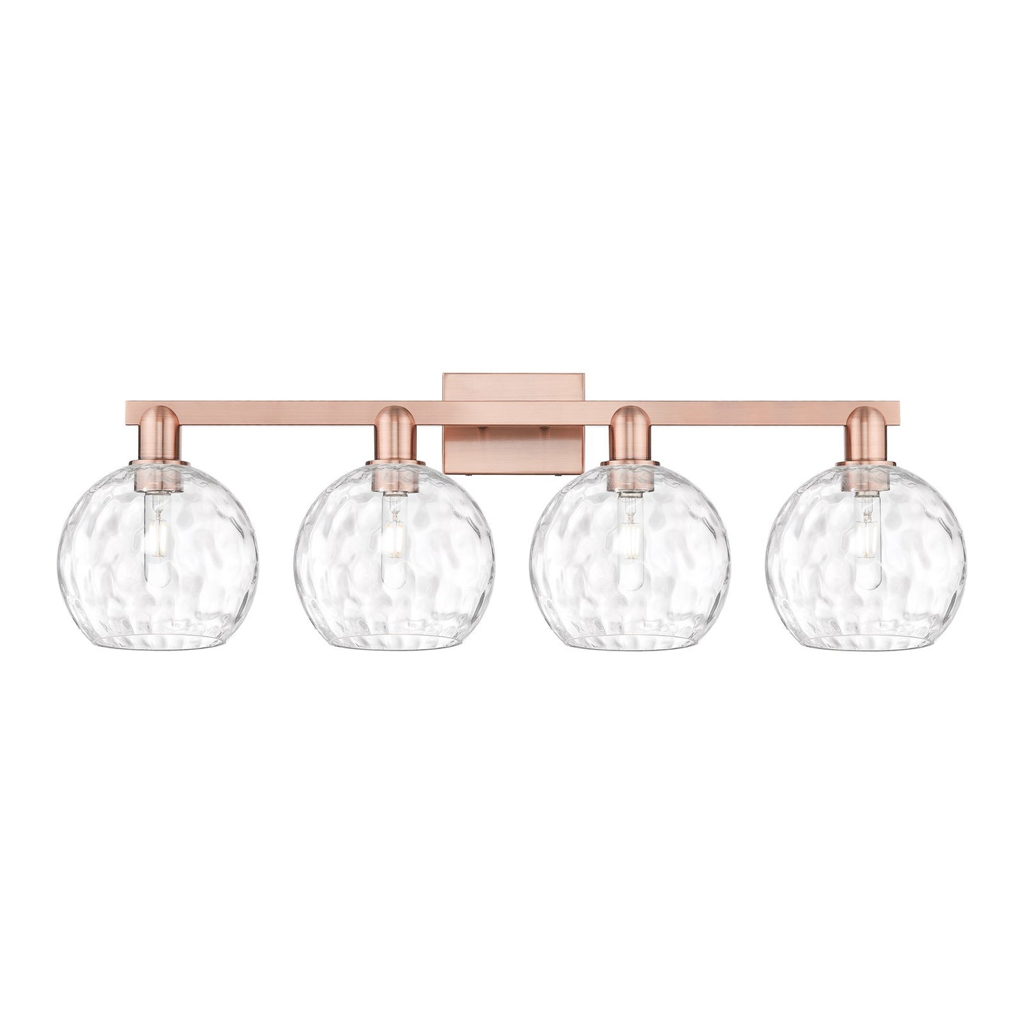 Innovations Athens Water Glass 35in 4-Light Bath Vanity | Industrial Antique Copper and Clear Water Glass | Bathroom & Powder | Model 716-4W-AC-G1215-8