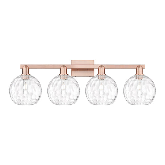 Innovations Athens Water Glass 35in 4-Light Bath Vanity | Industrial Antique Copper and Clear Water Glass | Bathroom & Powder | Model 716-4W-AC-G1215-8