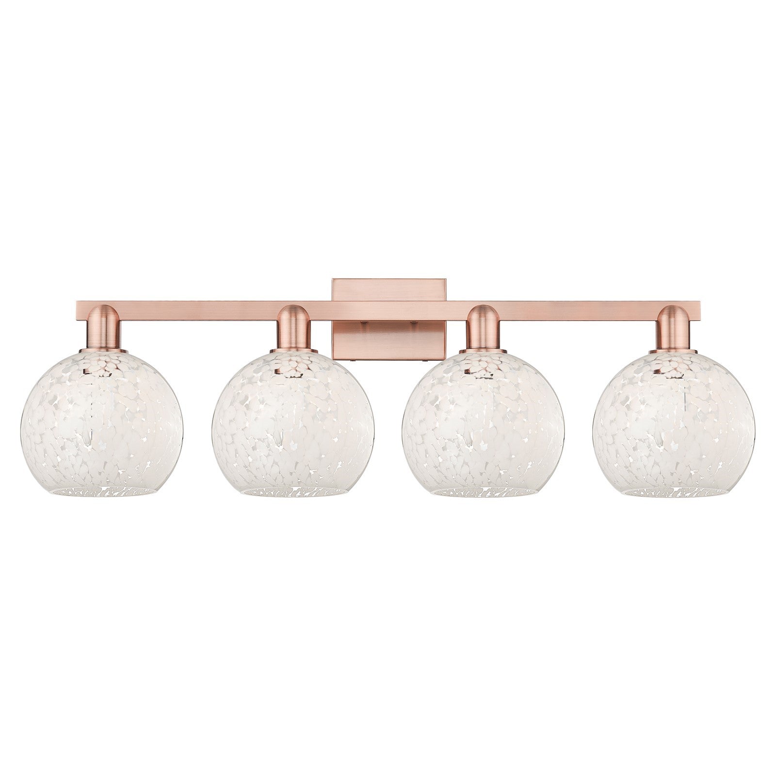 Innovations Lighting White Mouchette 35in 4-Light Bath Vanity | Industrial Transitional Antique Copper Steel and White | Model 716-4W-AC-G1216-8WM
