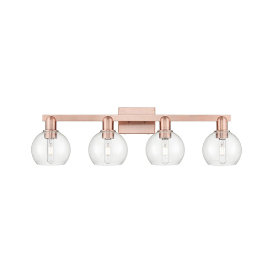 Innovations Athens 33in 4-Light Bath Vanity | Industrial Antique Copper Steel and Clear Glass | Bathroom Vanity Above Mirror | Model 716-4W-AC-G122-6