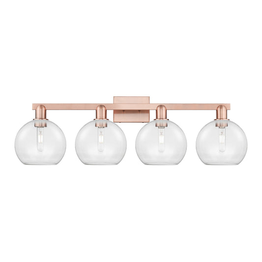 Innovations Athens 35in 4-Light Bath Vanity Light | Industrial Antique Copper Steel and Clear Glass | Bathroom Vanity | Model 716-4W-AC-G122-8