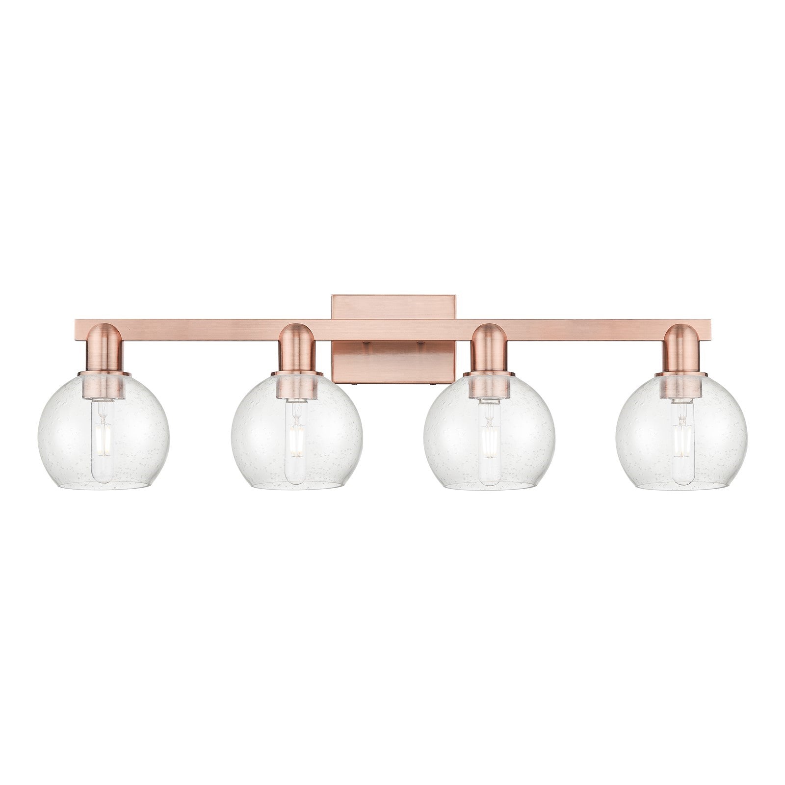 Innovations Athens 33in 4-Light Bath Vanity | Industrial Antique Copper Steel and Seedy Glass | Bathroom Vanity & Powder Room | Model 716-4W-AC-G124-6