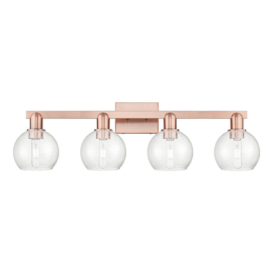 Innovations Athens 33in 4-Light Bath Vanity | Industrial Antique Copper Steel and Seedy Glass | Bathroom Vanity & Powder Room | Model 716-4W-AC-G124-6