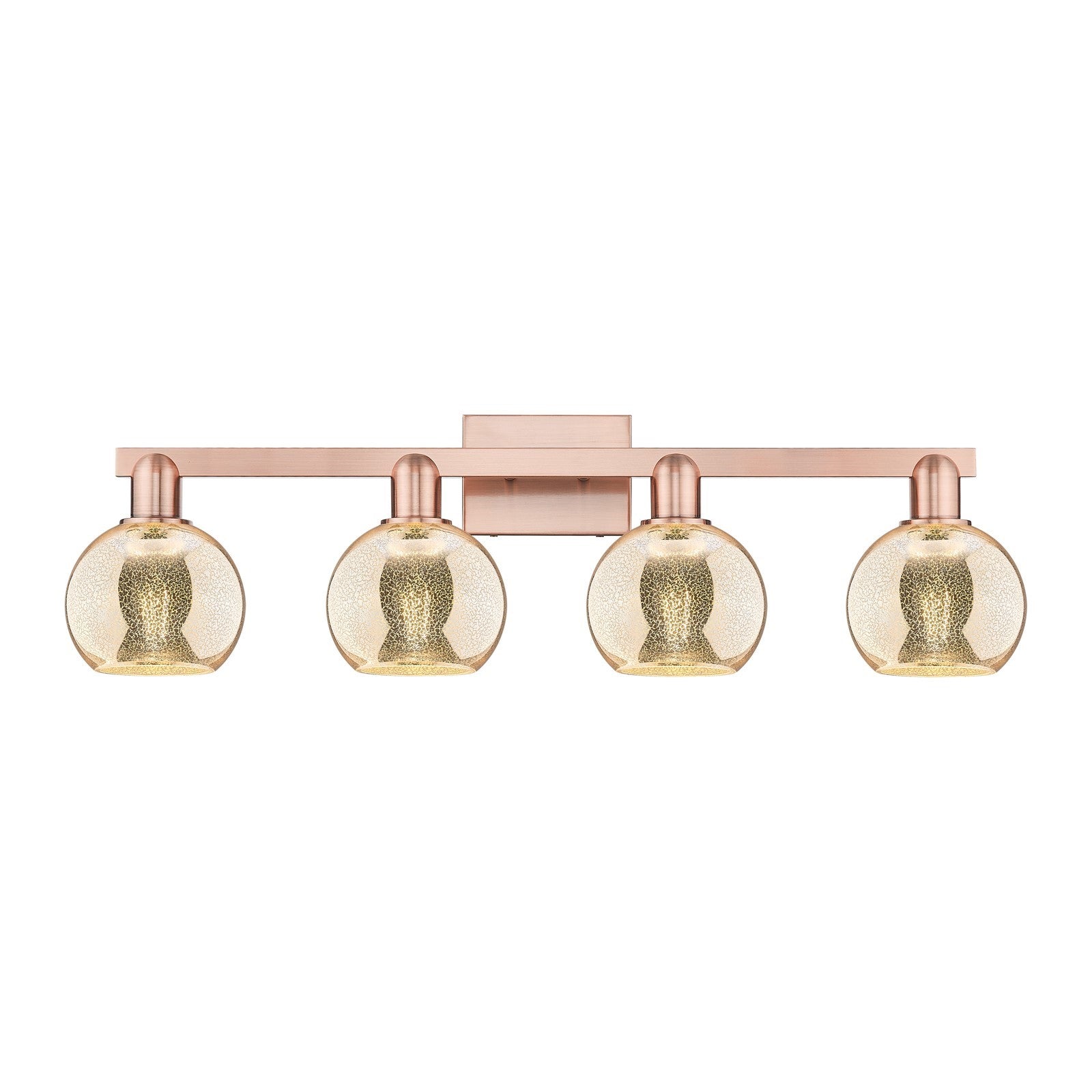 Innovations Athens 33in 4-Light Bath Vanity | Industrial Antique Copper Steel and Mercury Glass | Bathroom Vanity Light | Model 716-4W-AC-G128-6