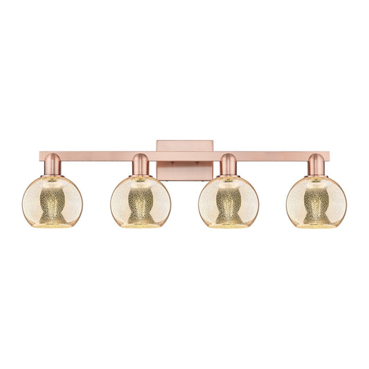 Innovations Athens 33in 4-Light Bath Vanity | Industrial Antique Copper Steel and Mercury Glass | Bathroom Vanity Light | Model 716-4W-AC-G128-6
