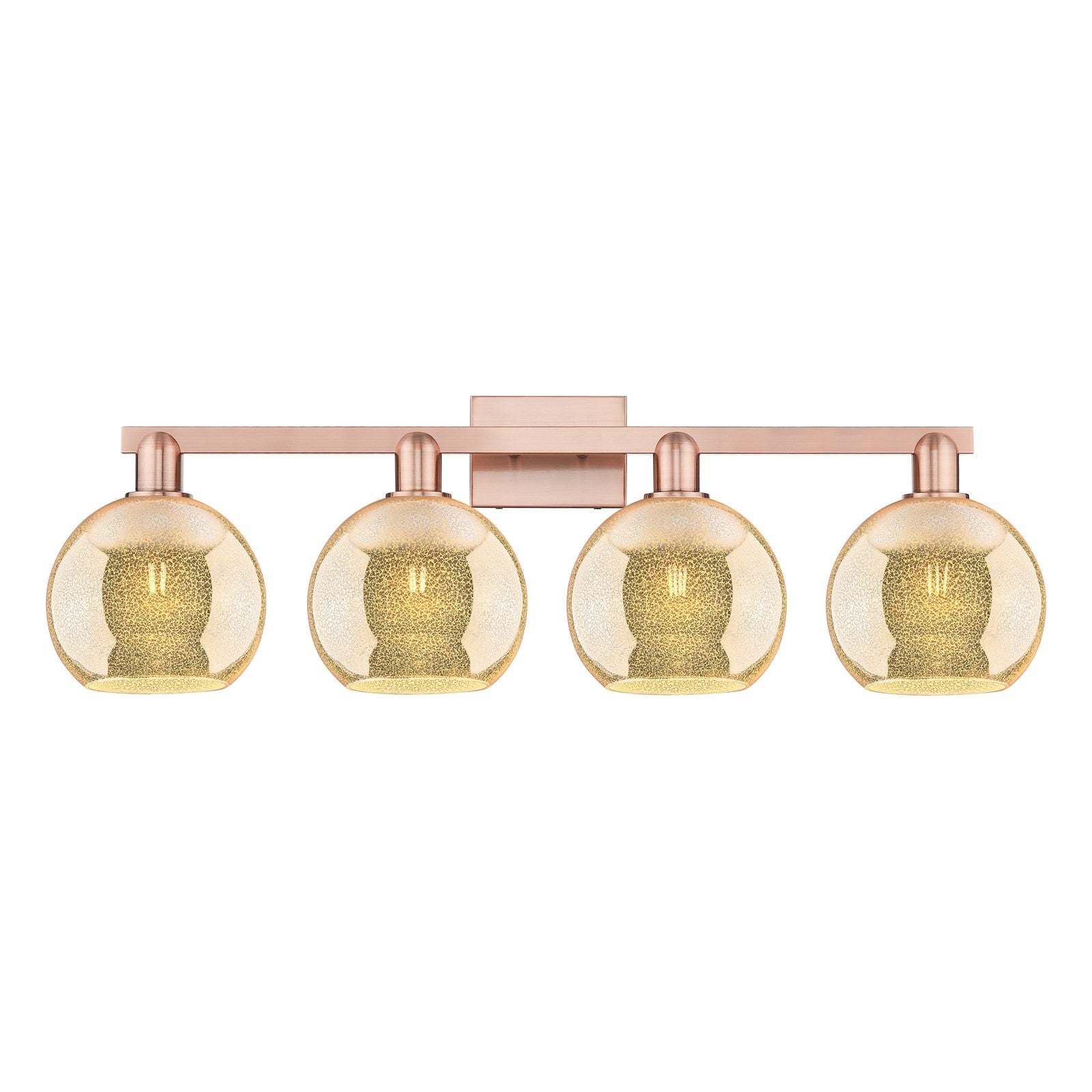 Innovations Athens 35in 4-Light Bath Vanity Light | Industrial Antique Copper Steel and Mercury Glass | Bathroom Vanity | Model 716-4W-AC-G128-8