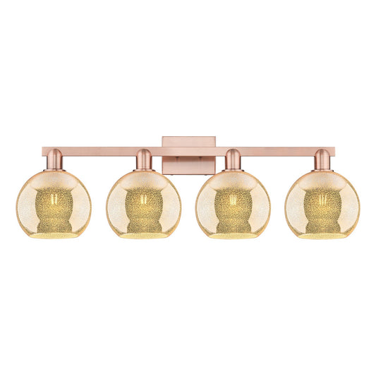 Innovations Athens 35in 4-Light Bath Vanity Light | Industrial Antique Copper Steel and Mercury Glass | Bathroom Vanity | Model 716-4W-AC-G128-8