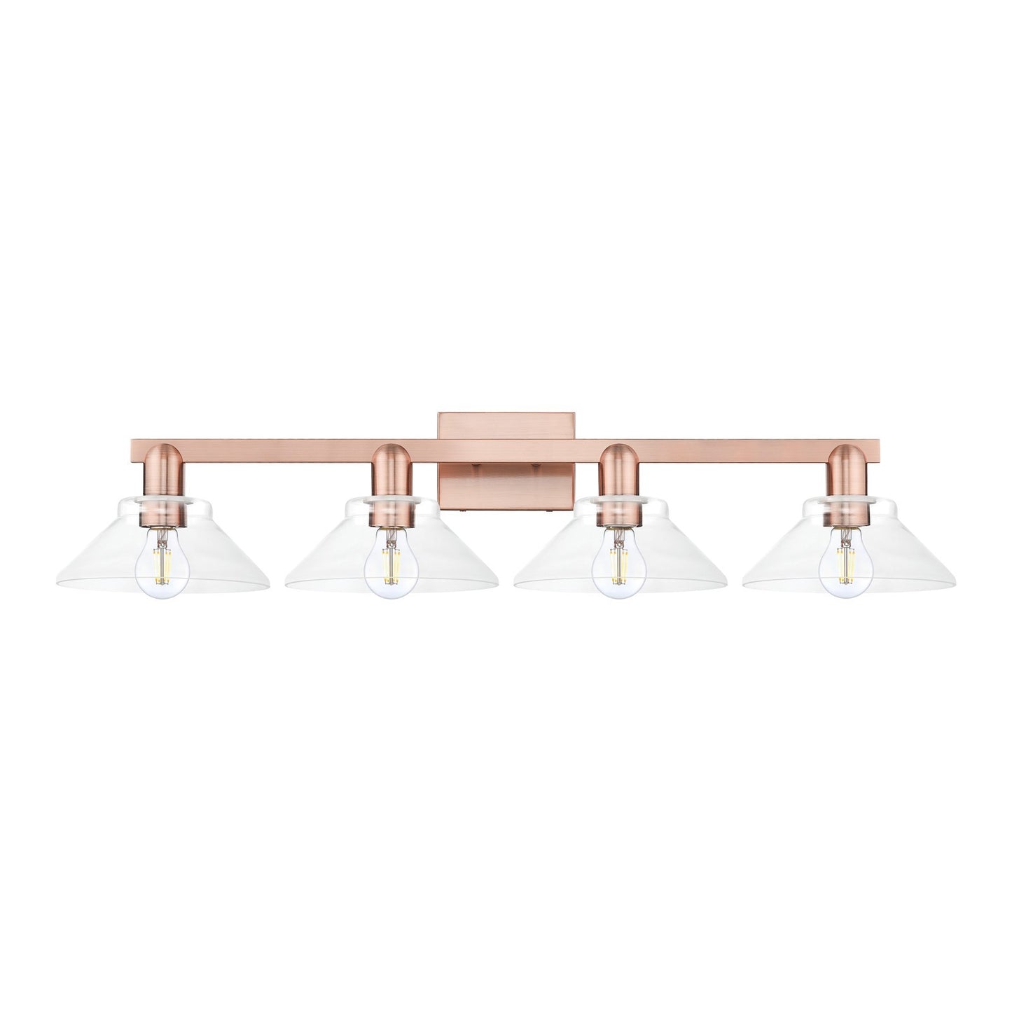 Innovations Orwell 35in 4-Light Bath Vanity Light | Industrial Antique Copper Steel and Clear Glass | Bathroom Vanity | Model 716-4W-AC-G132