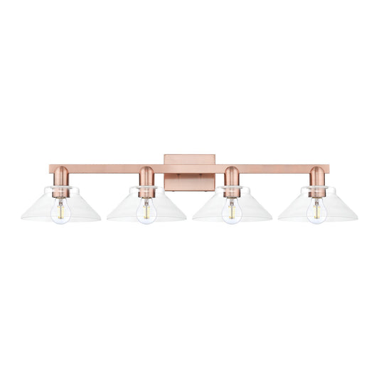 Innovations Orwell 35in 4-Light Bath Vanity Light | Industrial Antique Copper Steel and Clear Glass | Bathroom Vanity | Model 716-4W-AC-G132