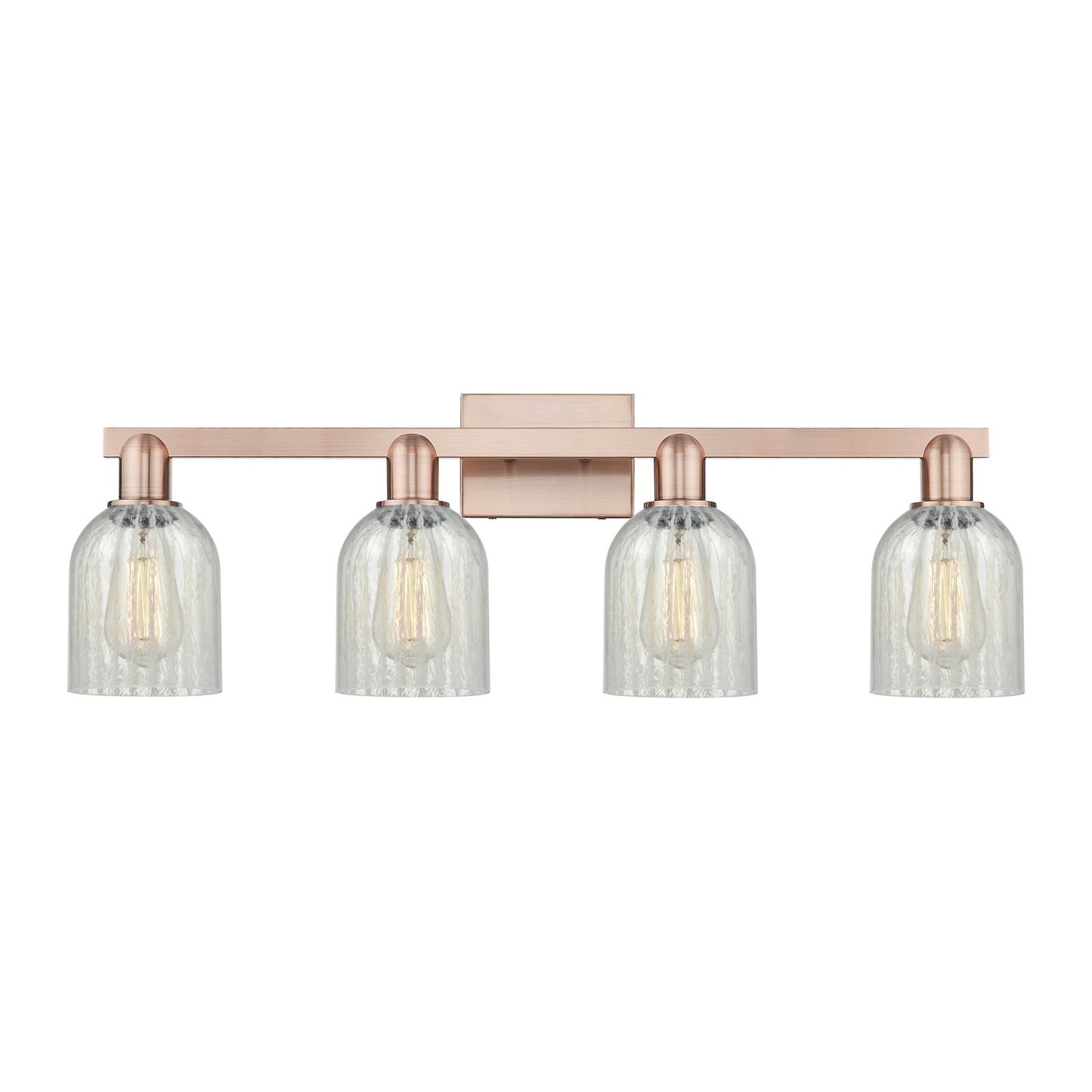 Innovations Caledonia 32in 4-Light Bath Vanity Light | Industrial Antique Copper Steel and Mouchette Glass | Bathroom Vanity | Model 716-4W-AC-G2511
