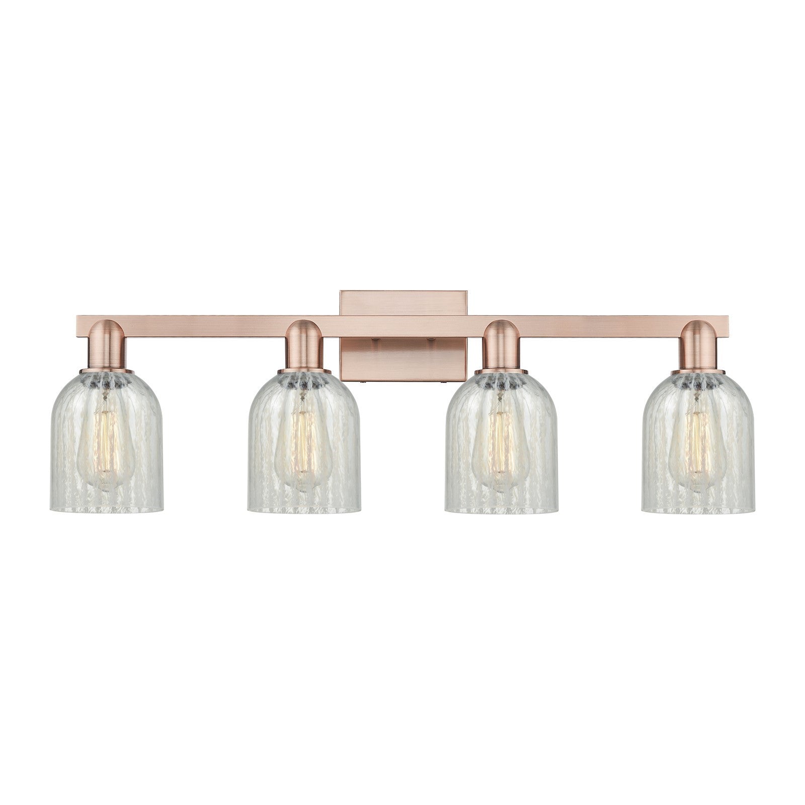 Innovations Caledonia 32in 4-Light Bath Vanity Light | Industrial Antique Copper Steel and Mouchette Glass | Bathroom Vanity | Model 716-4W-AC-G2511