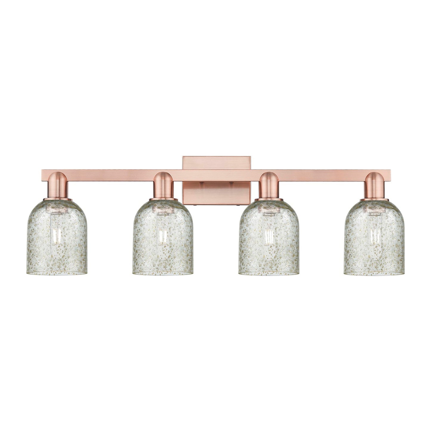 Innovations Caledonia 32in 4-Light Bath Vanity Light | Industrial Antique Copper Steel and Mica Glass | Bathroom Vanity & Powder | Model 716-4W-AC-G259