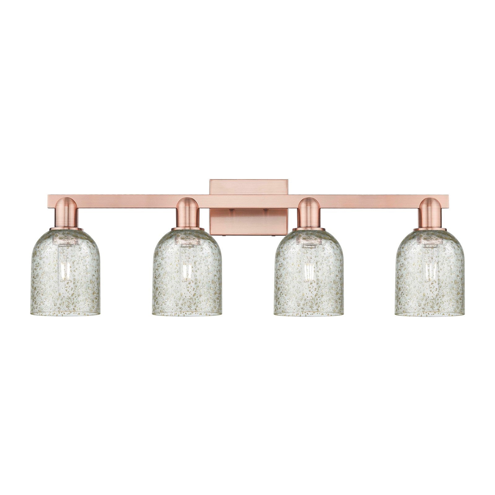 Innovations Caledonia 32in 4-Light Bath Vanity Light | Industrial Antique Copper Steel and Mica Glass | Bathroom Vanity & Powder | Model 716-4W-AC-G259