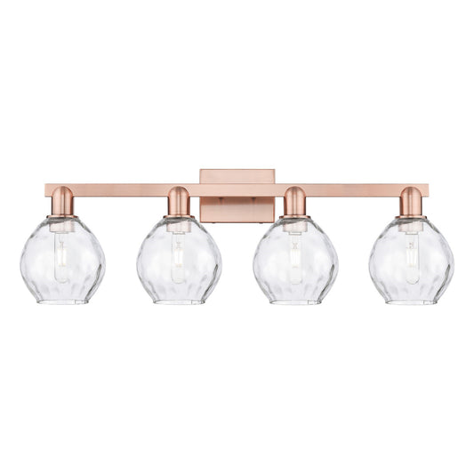 Innovations Waverly 33in 4-Light Bath Vanity Light | Industrial Antique Copper Steel and Clear Glass | Bathroom Vanity & Hallway | Model 716-4W-AC-G362