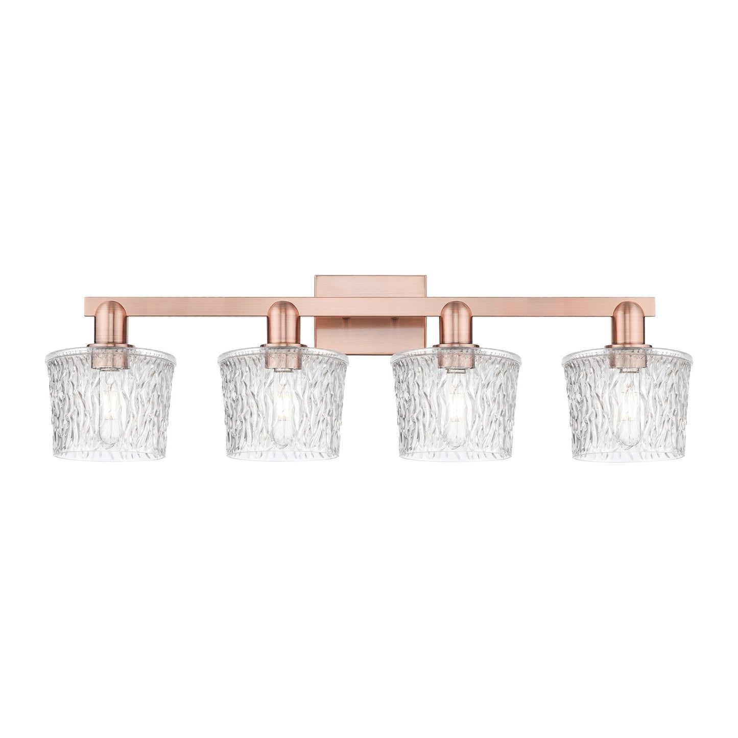 Innovations Niagara 34in 4-Light Bath Vanity Light | Industrial Antique Copper Steel and Clear Glass | Bathroom Vanity | Model 716-4W-AC-G402