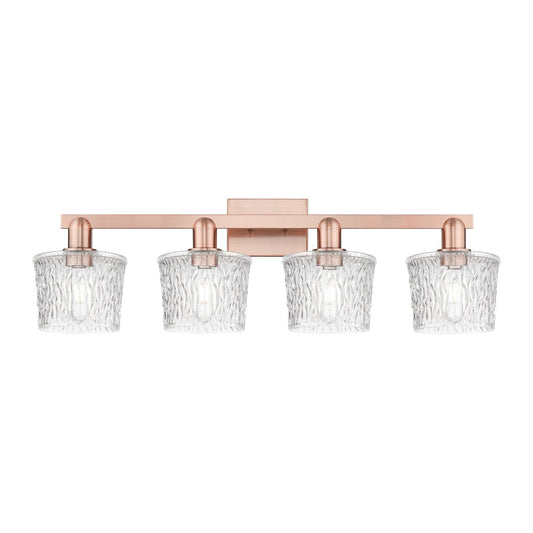 Innovations Niagara 34in 4-Light Bath Vanity Light | Industrial Antique Copper Steel and Clear Glass | Bathroom Vanity | Model 716-4W-AC-G402