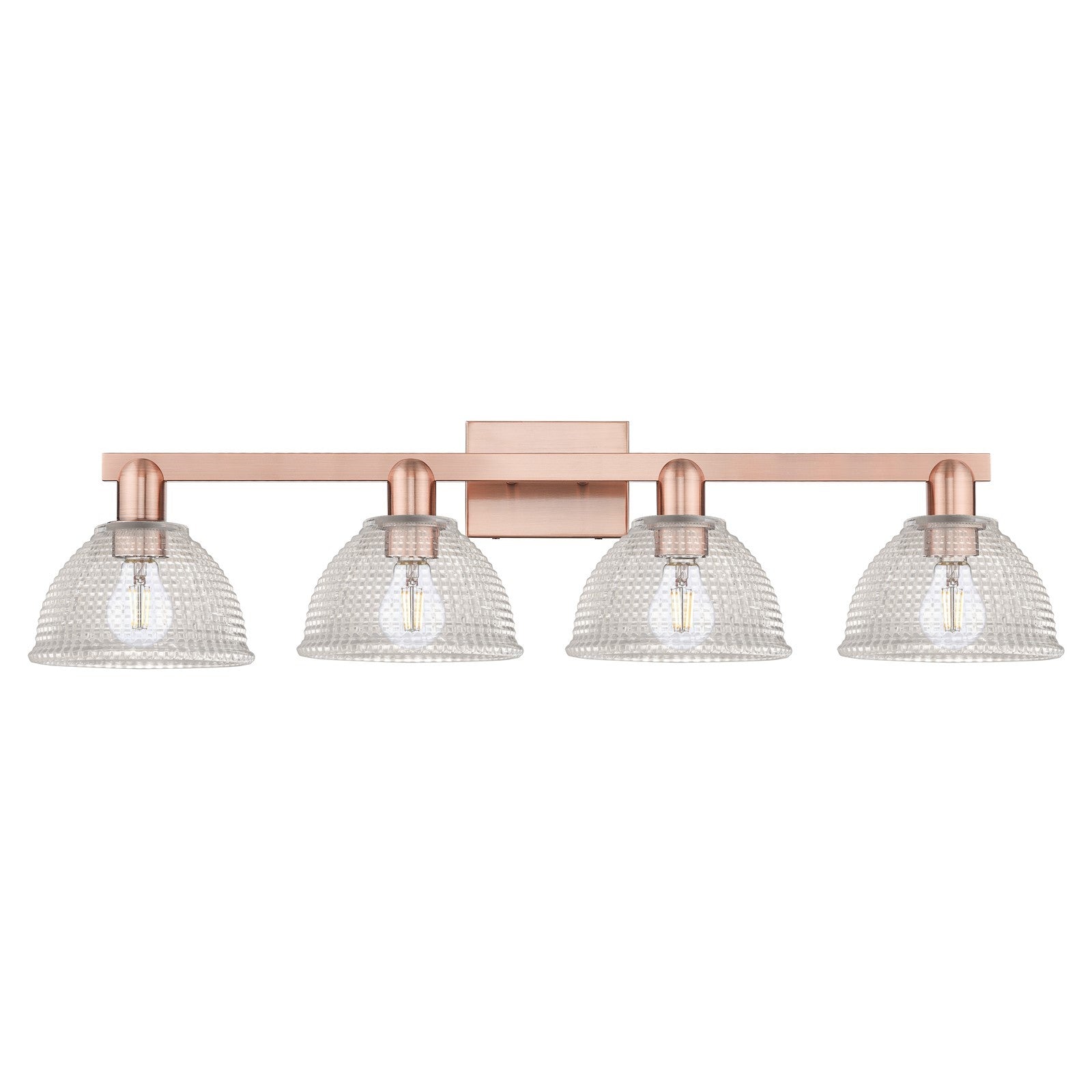 Innovations Arietta 35in 4-Light Bath Vanity Light | Industrial Antique Copper Steel and Clear Glass | Bathroom Vanity Above Mirror | Model 716-4W-AC-G422