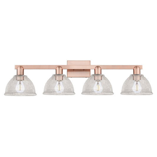 Innovations Arietta 35in 4-Light Bath Vanity Light | Industrial Antique Copper Steel and Clear Glass | Bathroom Vanity Above Mirror | Model 716-4W-AC-G422