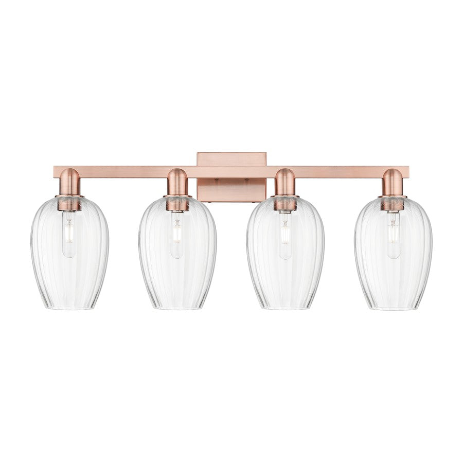 Innovations Preston 4Lt 36" Flute Bath Light, Copper/Clear