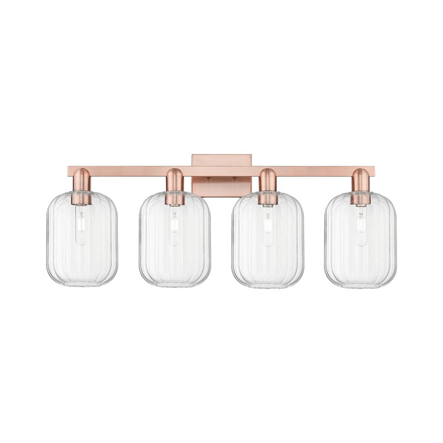 Innovations Preston 4Lt 36" Jar Bath Light, Copper/Clear - 716-4W-AC-G460-7CL