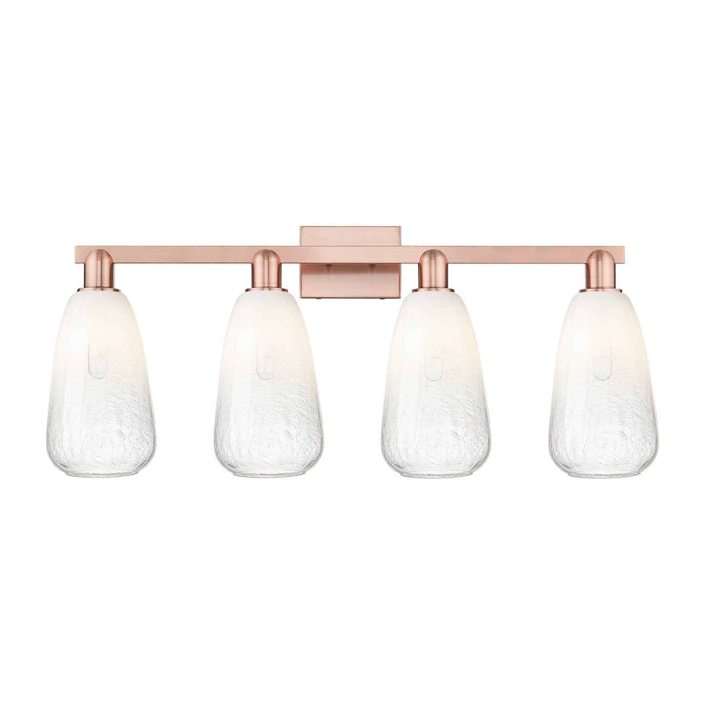 Innovations Brookhaven Almond 33in 4-Light Bath Vanity Light | Industrial Antique Copper Steel and Opal Glass | Bathroom Vanity | Model 716-4W-AC-G480-6OP