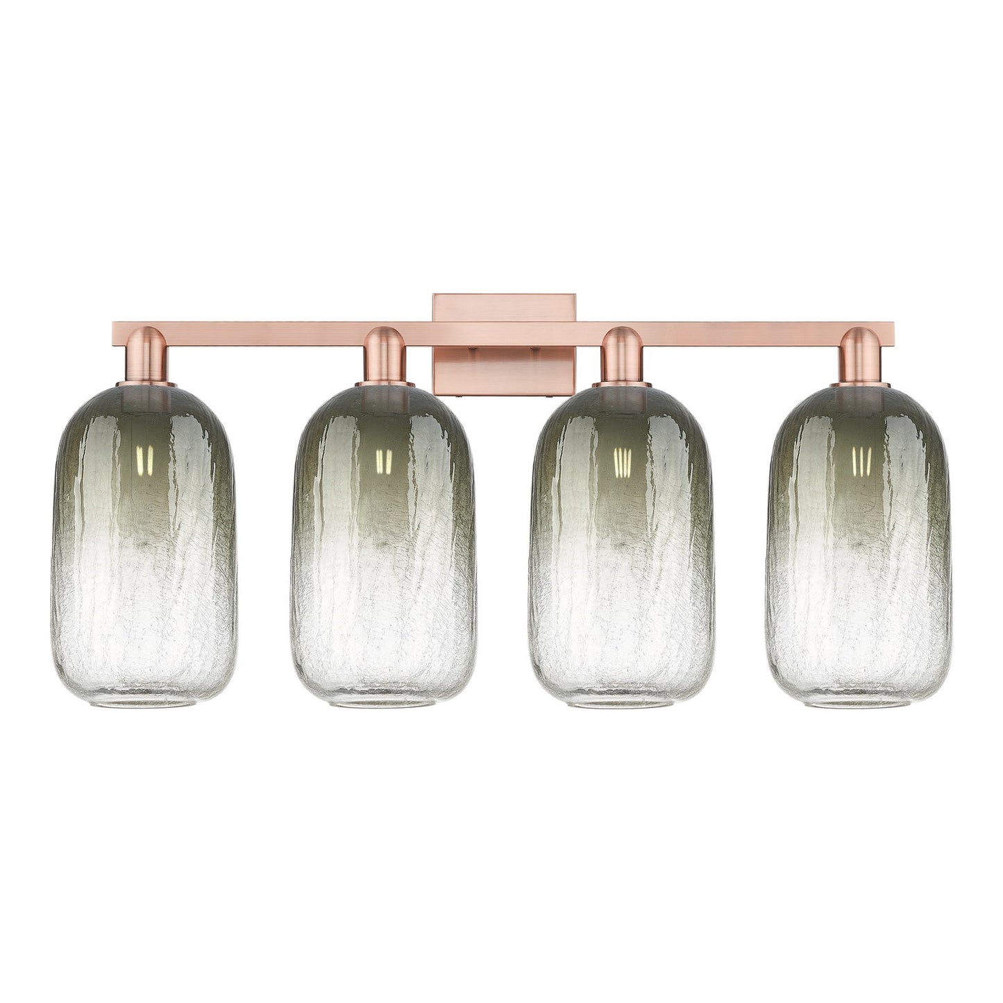 Innovations Brookhaven Cloche 34in 4-Light Bath Vanity | Industrial Antique Copper Steel and Slate Glass | Bathroom Vanity | Model 716-4W-AC-G482-7SL