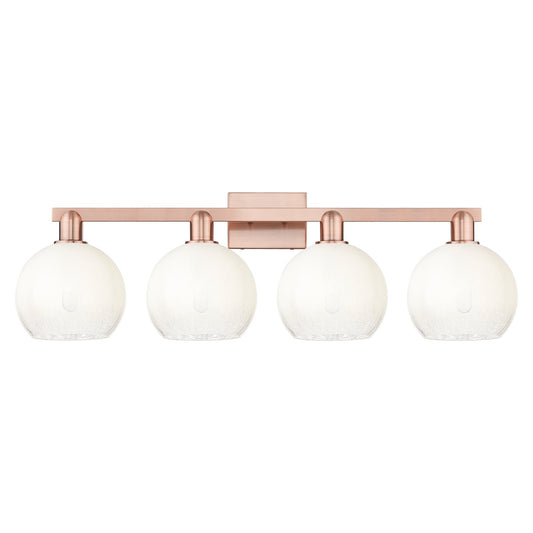 Innovations Brookhaven Globe 35in 4-Light Bath Vanity Light | Industrial Antique Copper Steel and Opal Glass | Bathroom Vanity | Model 716-4W-AC-G483-8OP