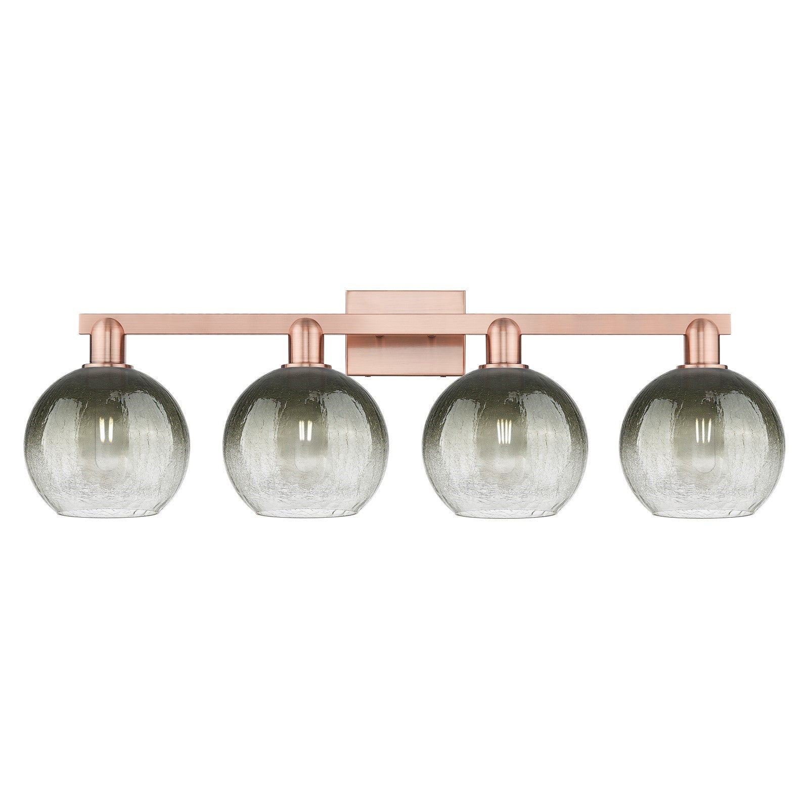 Innovations Brookhaven Globe 35in 4-Light Bath Vanity Light | Industrial Antique Copper Steel and Slate Glass | Bathroom Vanity | Model 716-4W-AC-G483-8SL