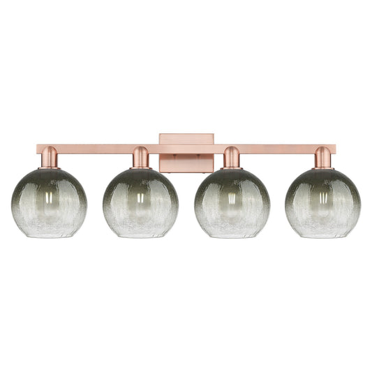 Innovations Brookhaven Globe 35in 4-Light Bath Vanity Light | Industrial Antique Copper Steel and Slate Glass | Bathroom Vanity | Model 716-4W-AC-G483-8SL
