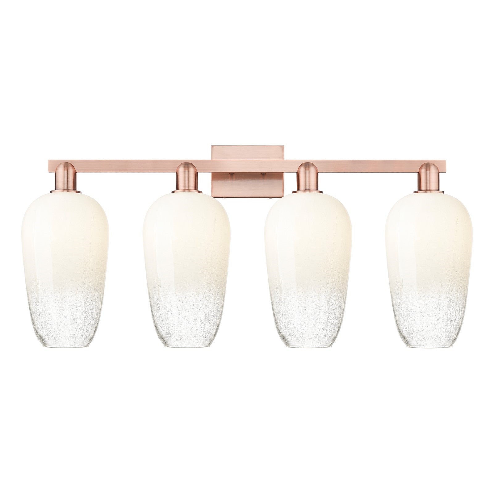 Innovations Brookhaven Flute 34in 4-Light Bath Vanity | Industrial Antique Copper Steel and Opal Glass | Bathroom Vanity & | Model 716-4W-AC-G484-7OP